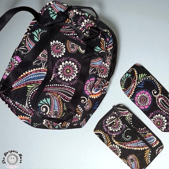 Vera Bradley Bandana Swirl Paisley Floral Retired 3pc Bag/Wallet/Pouch Set - Picture 5 of 7